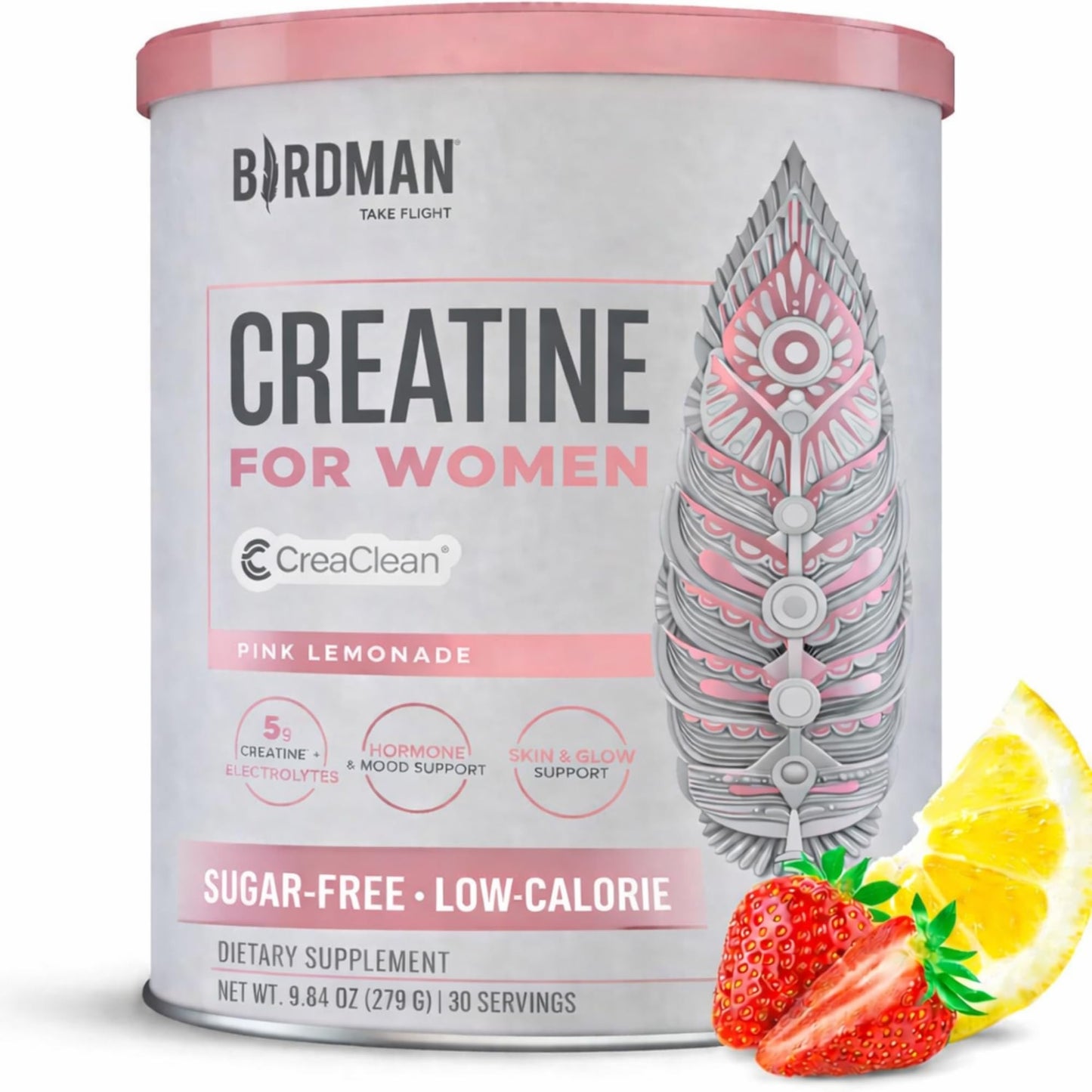 BIRDMAN Creatine for Women | Creatine Monohydrate Powder with Myo & D-Chiro Inositol, Hyaluronic Acid, Zinc, Electrolytes and Vitamins | Sugar Free, Pink Lemonade | 30 Servings - Maple Wellness Supplements
