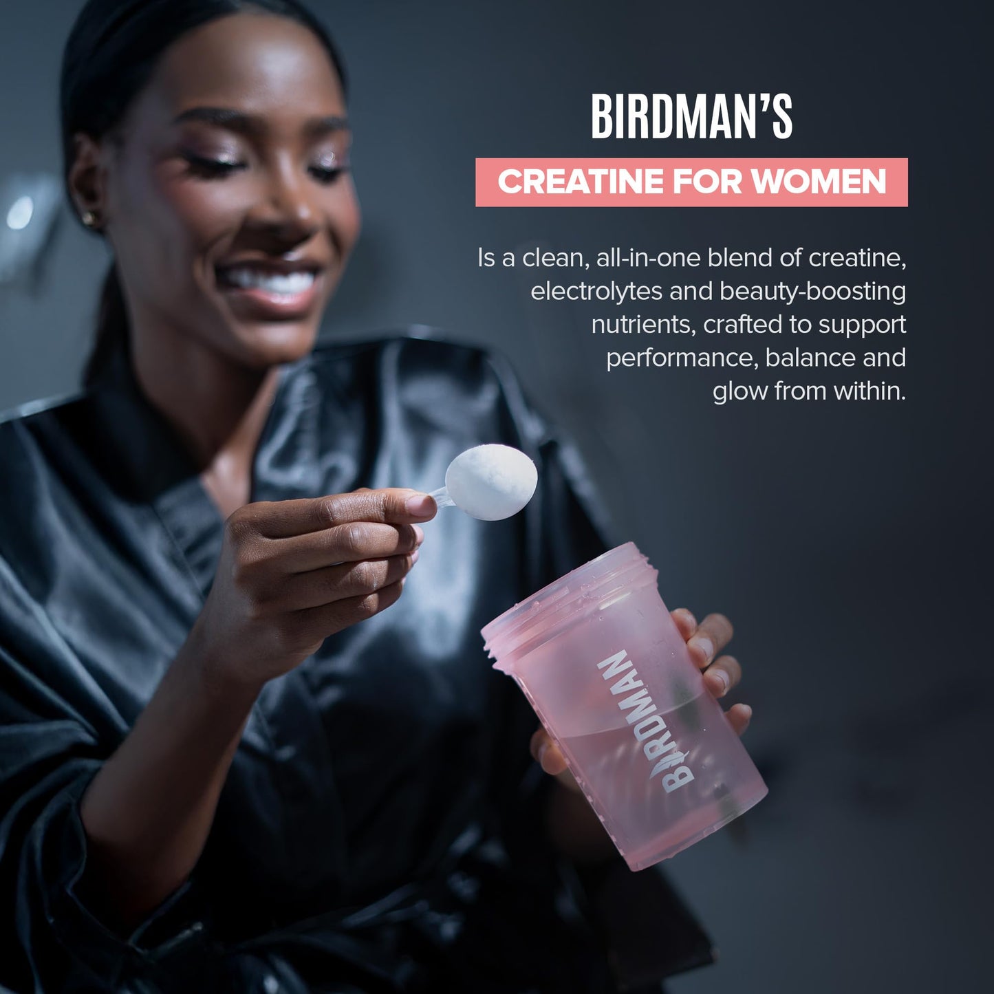 BIRDMAN Creatine for Women | Creatine Monohydrate Powder with Myo & D-Chiro Inositol, Hyaluronic Acid, Zinc, Electrolytes and Vitamins | Sugar Free, Pink Lemonade | 30 Servings - Maple Wellness Supplements