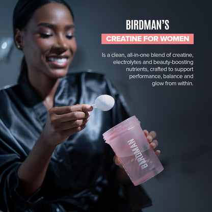 BIRDMAN Creatine for Women | Creatine Monohydrate Powder with Myo & D-Chiro Inositol, Hyaluronic Acid, Zinc, Electrolytes and Vitamins | Sugar Free, Pink Lemonade | 30 Servings - Maple Wellness Supplements