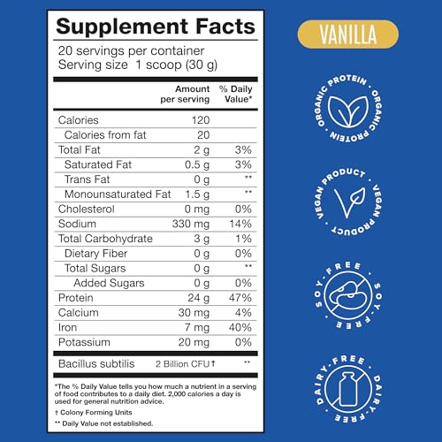 BIRDMAN Falcon Organic Vegan Protein Powder Vanilla, 24g Protein, Sugar Free, Probiotics - Maple Wellness Supplements