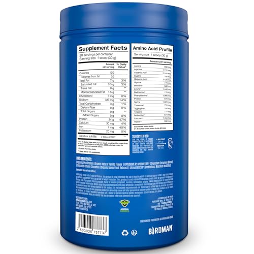 BIRDMAN Falcon Organic Vegan Protein Powder Vanilla, 24g Protein, Sugar Free, Probiotics - Maple Wellness Supplements