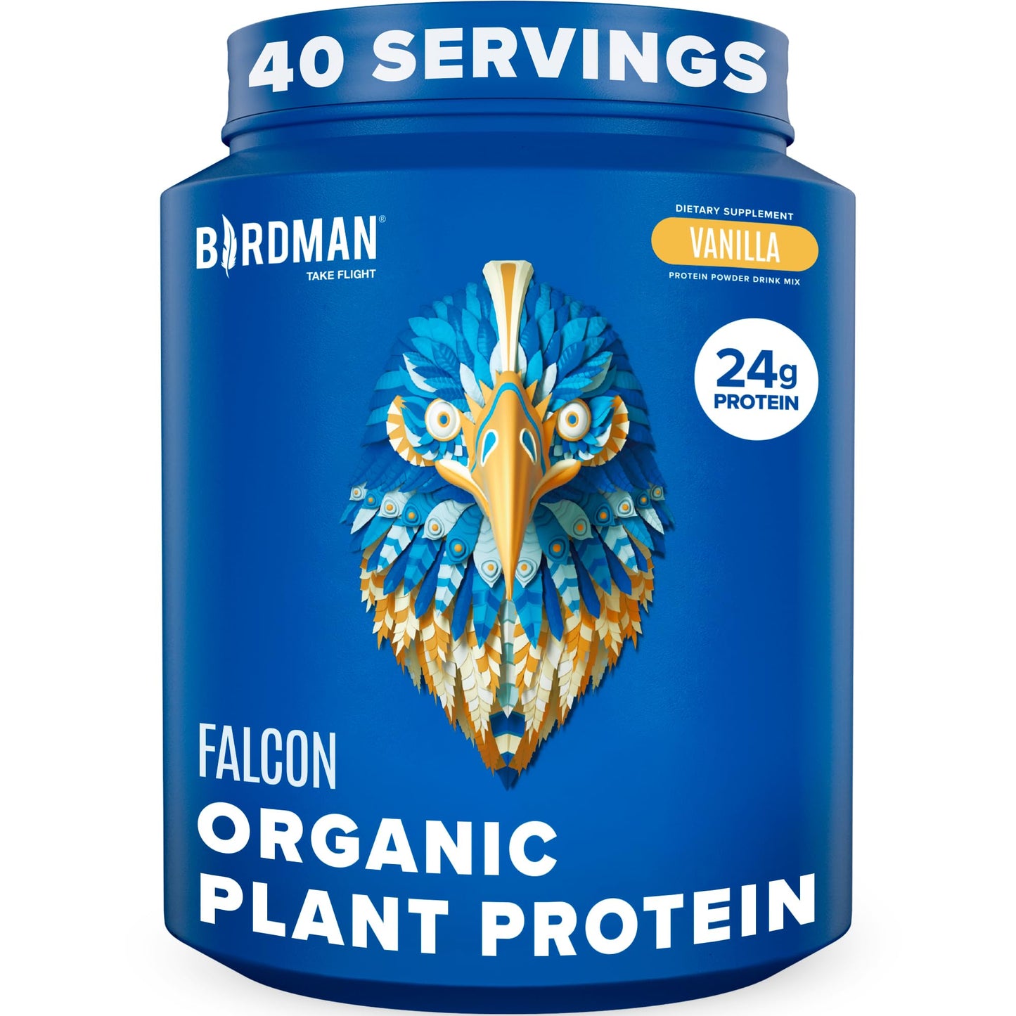 BIRDMAN Falcon Vegan Protein Powder Organic, Stevia & Sugar Free, Plant Based Protein - Maple Wellness Supplements