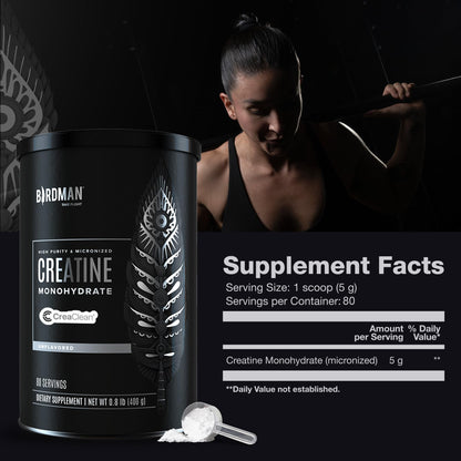 BIRDMAN Micronized Creatine Monohydrate Powder, Muscle Recovery, Caffeine Free, Creatine Pre Workout, Vegan, Post Workout, Gluten Free, Sugar Free - Maple Wellness Supplements