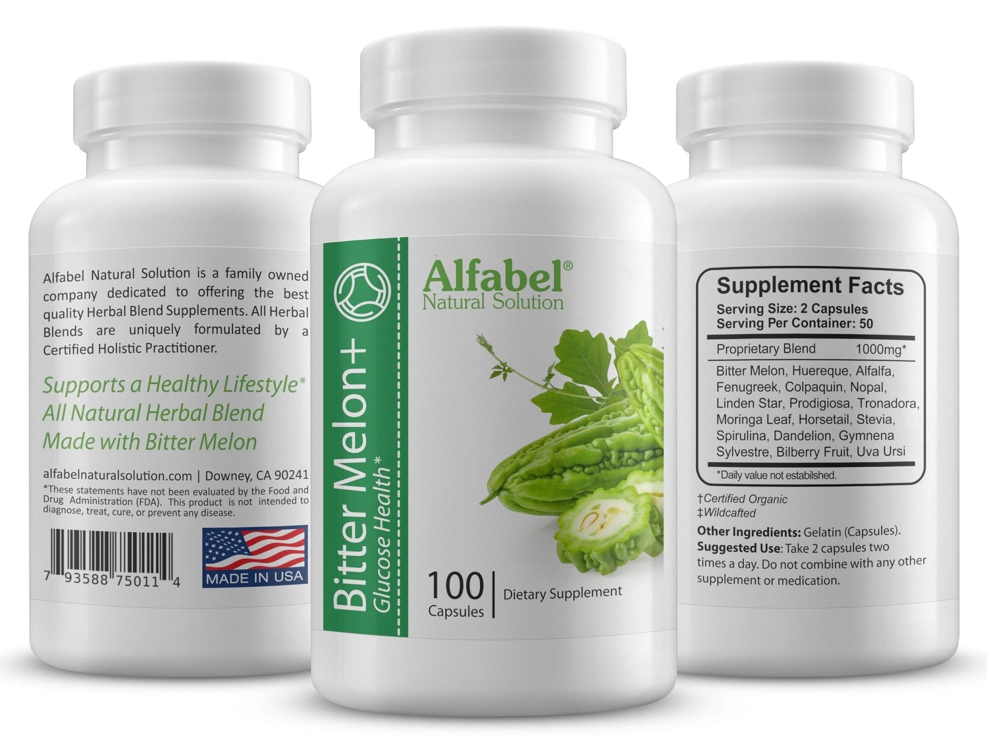 Bitter Melon Plus Herbal Blend - 18 Super Herbs - 100 Capsules - All Natural Glucose Health - Maple Wellness Supplements