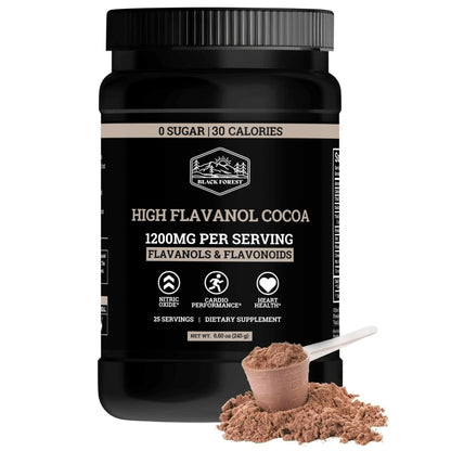 Black Forest High Flavanol Cocoa Powder (1200mg Flavanols & Flavonoids Supplements)10X More Flavanols (Epicatechin) Than Cocoa & 600mg of Epicatechin Supplement - Maple Wellness Supplements