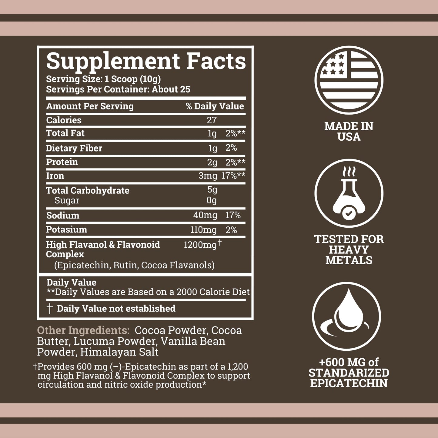 Black Forest High Flavanol Cocoa Powder (1200mg Flavanols & Flavonoids Supplements)10X More Flavanols (Epicatechin) Than Cocoa & 600mg of Epicatechin Supplement - Maple Wellness Supplements