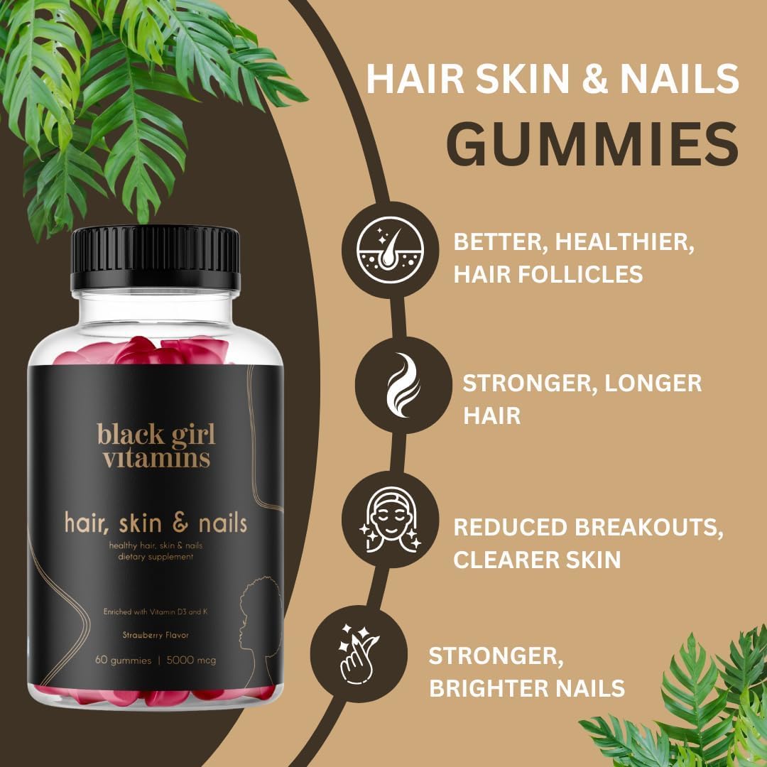 Black Girl Vitamins Look Good Feel Good Bundle – Hair Skin & Nails, Vitamin D3 2000IU & Once a Day Multivitamin - Women's Supplement Bundle - Maple Wellness Supplements
