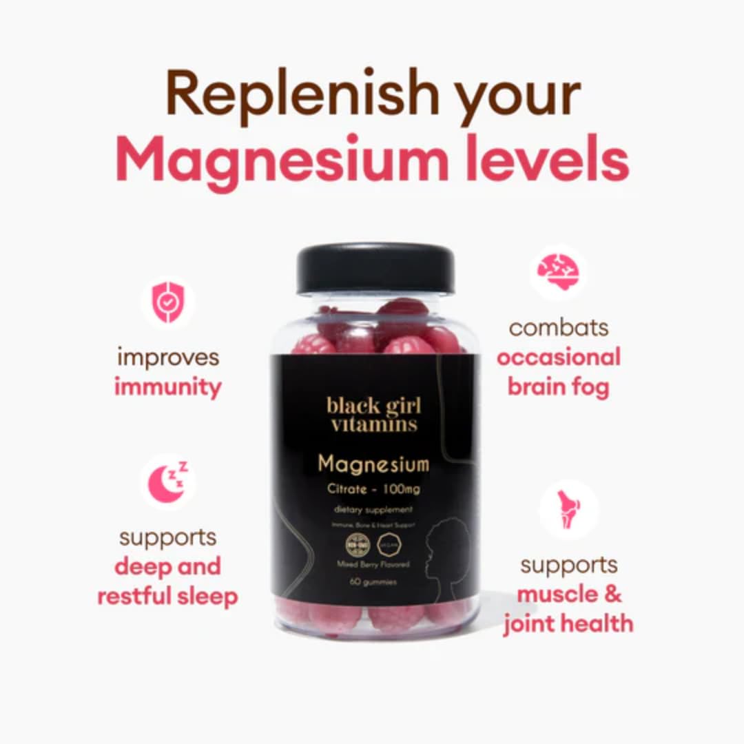 Black Girl Vitamins - Magnesium Gummies, for Sleep, Immunity, and Bone Support. Magnesium Citrate Supplement - Maple Wellness Supplements