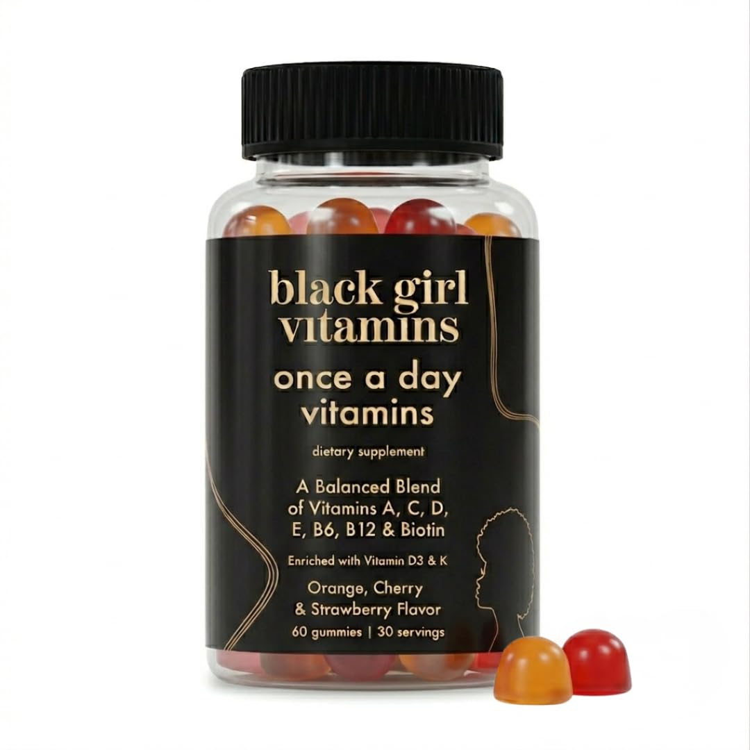 Black Girl Vitamins Once a Day - Womens Multivitamin Gummy - Vitamin A, B, C, E and Zinc. Multivitamin for Women, Immune Support. Vegan - Maple Wellness Supplements