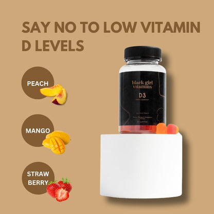 Black Girl Vitamins - Vitamin D3 Gummies, for Immune, Energy, and Bone Support, 2000IU (50mcg) Vitamin D per Serving - Maple Wellness Supplements