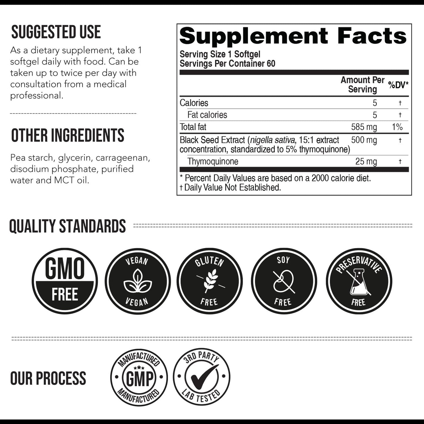 Black Seed Oil Softgels | 5% Thymoquinone - TQ-Advanced® | High Potency - 500 mg per Capsule - 15:1 Concentrate from Nigella Sativa Extract - Maple Wellness Supplements