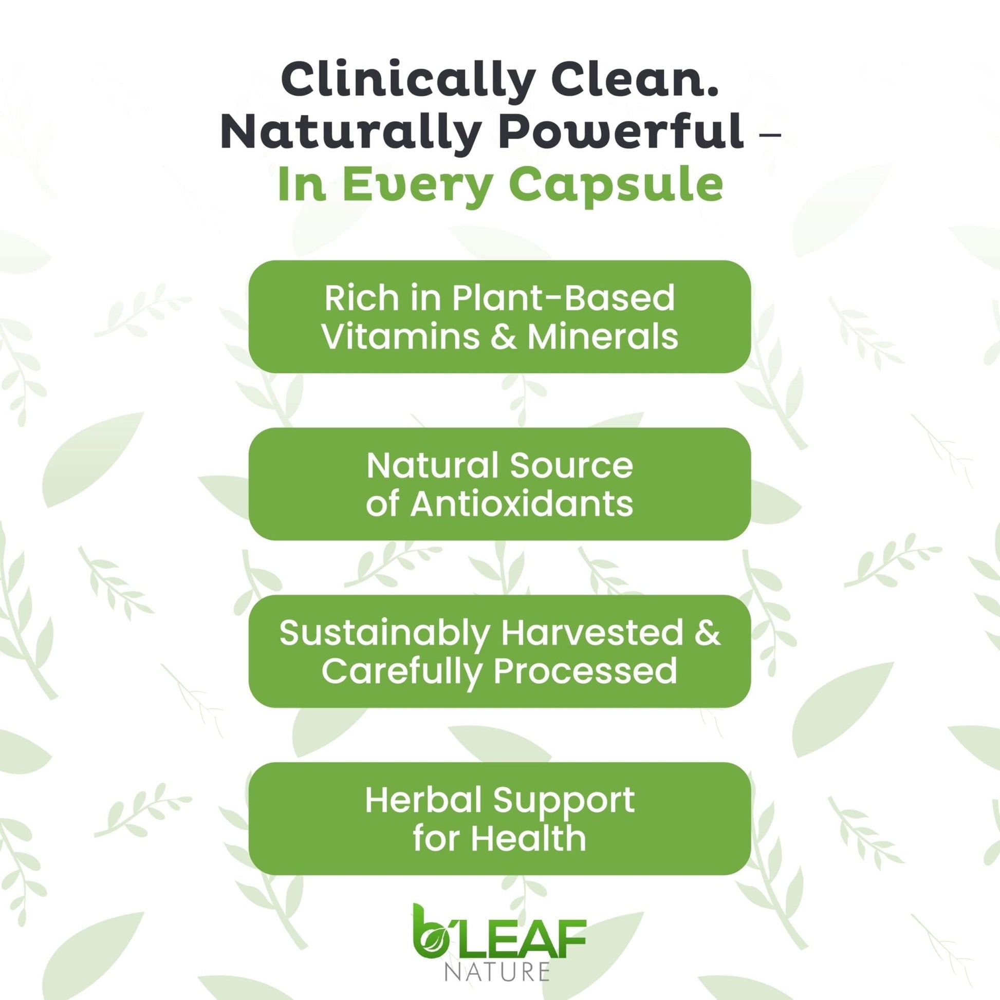 B'LEAF NATURE Moringa and Quercetin Bundle - Non-GMO, Vegan, High Absorption Capsules - 1000mg Quercetin Phytosome Blend + 1000mg Moringa - Natural Energy, Wellness and Immune Support Supplements - Maple Wellness Supplements
