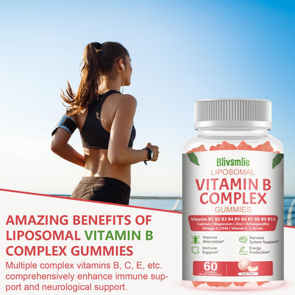 Blivsmlie 2 Pack 33-in-1 Liposomal Vitamin B Complex Gummies -B1, B2, B3, B4, B5, B6, B7, B8, B9,B12 | Vitamin C, D3,K2|Calcium,Magnesiun,Zinc etc.for Energy - Maple Wellness Supplements