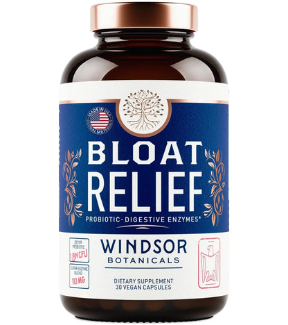 Bloat Relief Probiotic and Digestive Enzymes - Anti Bloating Turmeric, Fennel, Bromelain IBS Supplement - Detox Debloat Capsules Gas - Bloating Relief for Women and Men - 30 Gut Health Pills - Maple Wellness Supplements