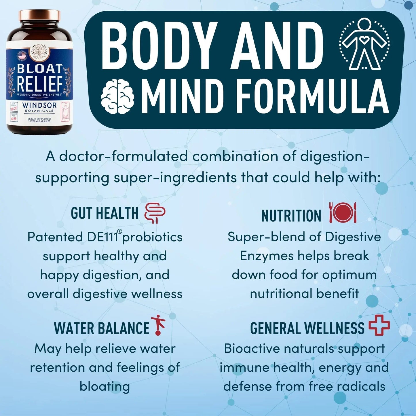 Bloat Relief Probiotic and Digestive Enzymes - Anti Bloating Turmeric, Fennel, Bromelain IBS Supplement - Detox Debloat Capsules Gas - Bloating Relief for Women and Men - 30 Gut Health Pills - Maple Wellness Supplements