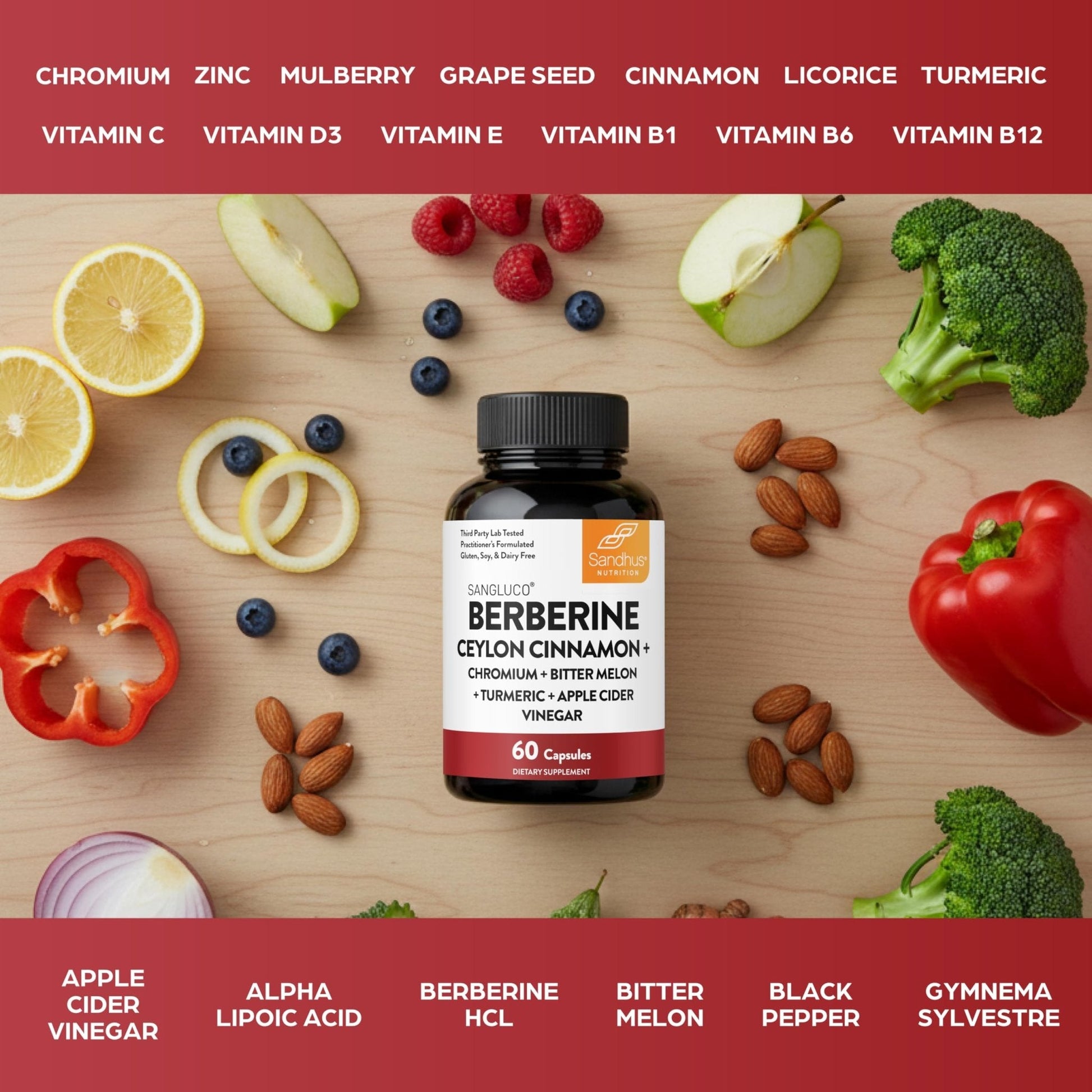 Blood Sugar Support Complex Supplement | Supports Healthy Blood Sugar Levels Already Within Normal Range | With Berberine, Cinnamon, Chromium, Turmeric - Maple Wellness Supplements