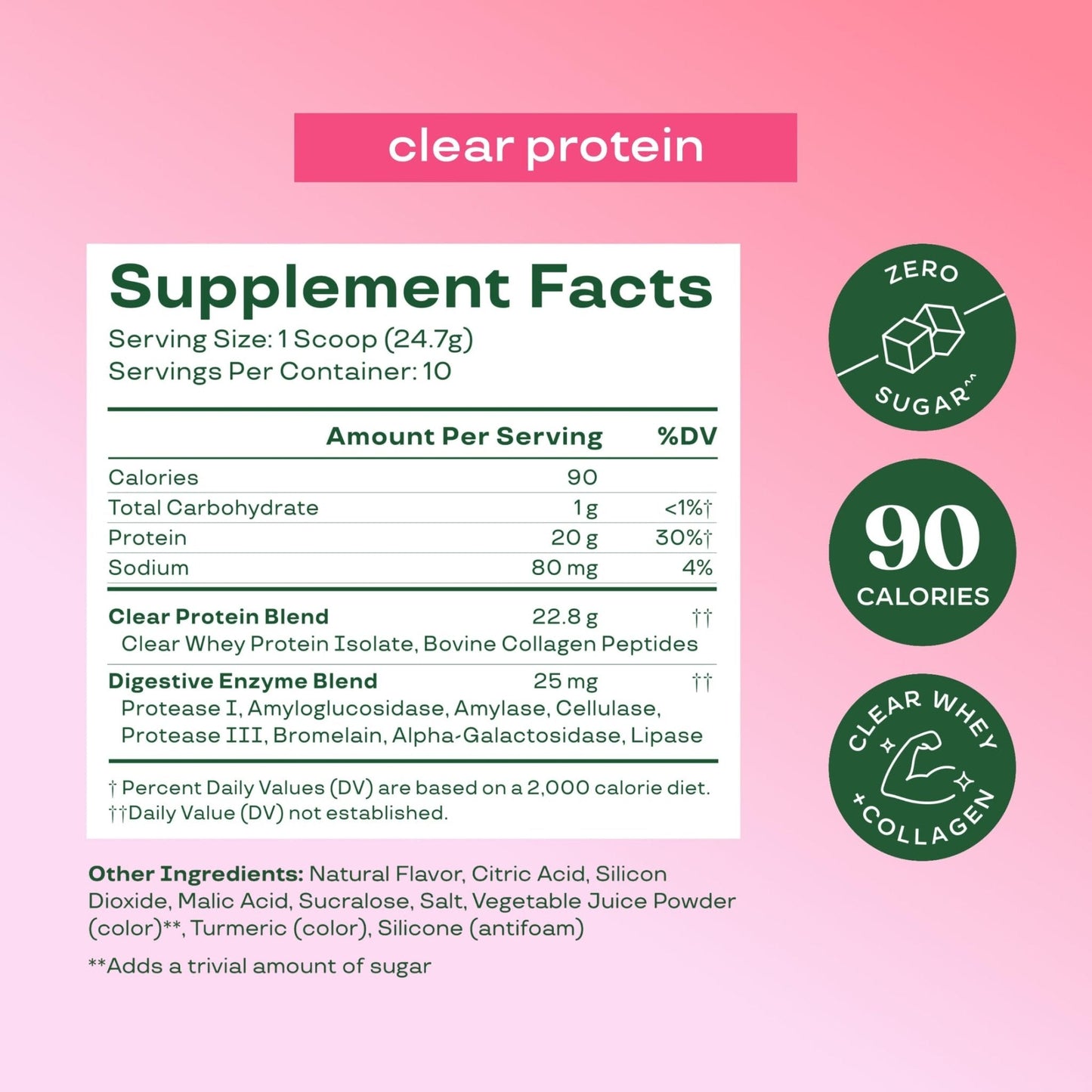 Bloom Clear Protein, Whey Protein Isolate with Collagen Peptides and Digestive Enzymes, 20g Protein, Sugar Free Post Workout Drink Mix, 90 Calories, - Maple Wellness Supplements