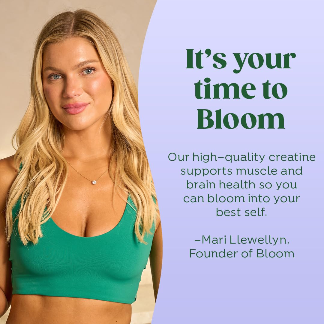 Bloom Nutrition Creatine Monohydrate Powder, 5g Micronized Creatine per Serving, Supports Muscle Recovery, Strength, Endurance, Pre or Post Workout, Gluten Free - Maple Wellness Supplements