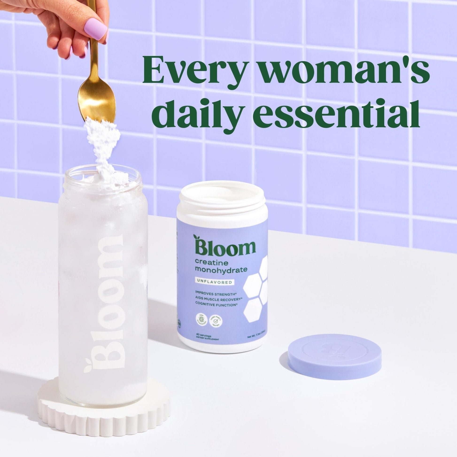 Bloom Nutrition Creatine Monohydrate Powder, 5g Micronized Creatine per Serving, Supports Muscle Recovery, Strength, Endurance, Pre or Post Workout, Gluten Free - Maple Wellness Supplements