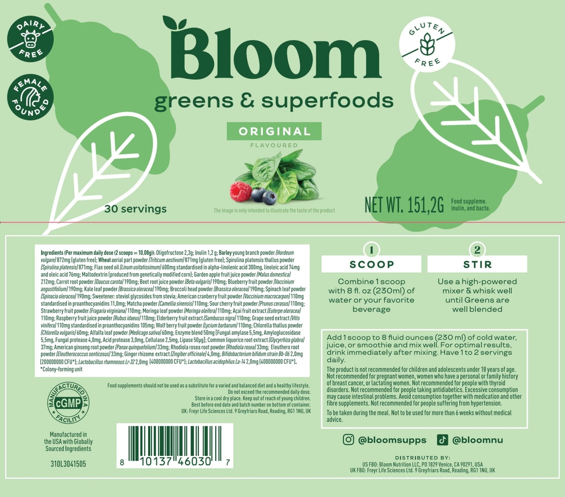 Bloom Nutrition Greens and Superfoods Powder for Digestive Health, Greens Powder - Maple Wellness Supplements
