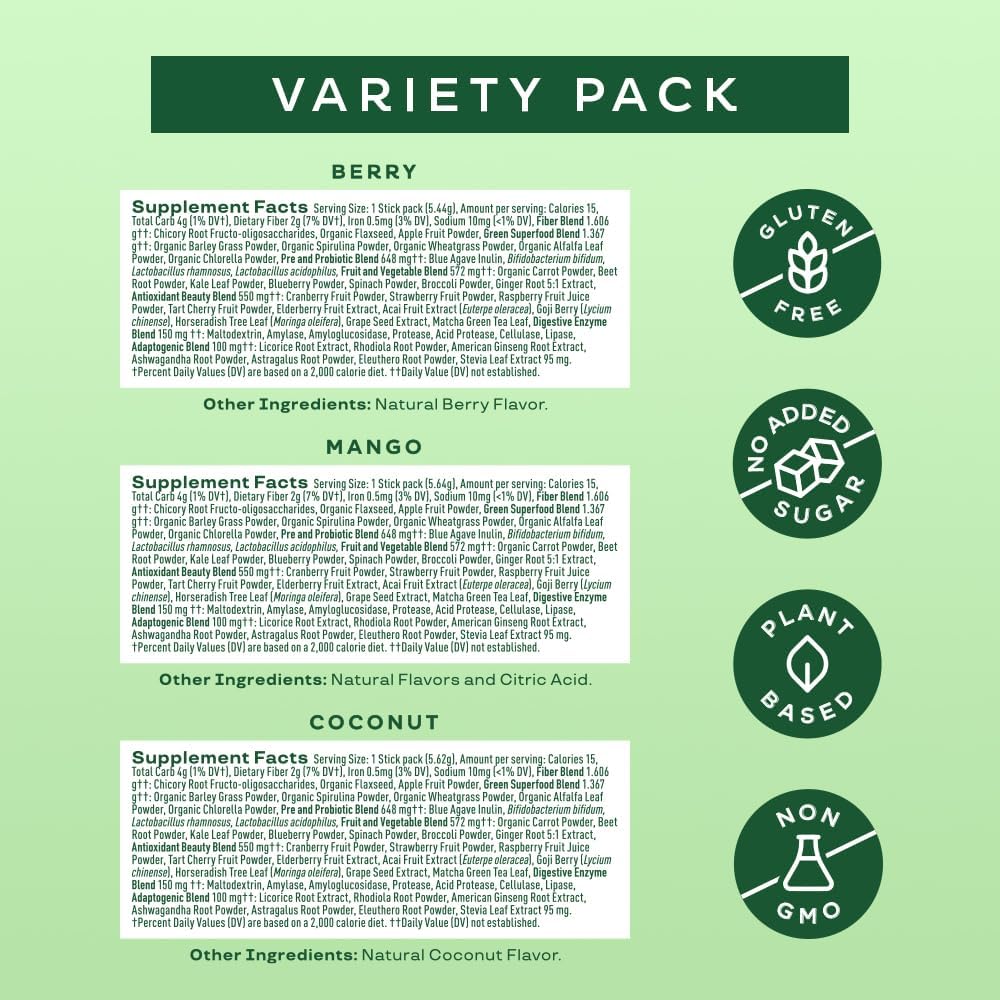Bloom Nutrition Greens and Superfoods Powder Packets for Digestive Health, Greens - Maple Wellness Supplements