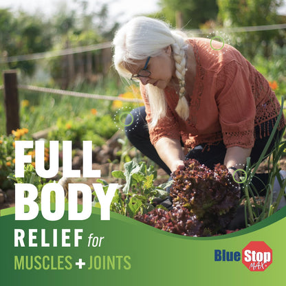 Blue Stop Max Massage Gel for Body Aches, 16 oz Pump Bottle; 3 in 1 Product Relieves Body Aches, Supports Joints and Nourishes The Skin - Maple Wellness Supplements