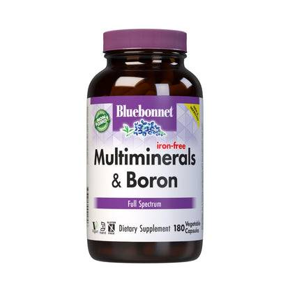 Bluebonnet Multi Minerals Supplement Plus Boron Chelated Magnesium Potassium Copper Selenium Manganese Chromium & Zinc Complex for Women & Men - No Iron, Non-GMO, Gluten-Free - 180 Vegetable Capsules - Maple Wellness Supplements