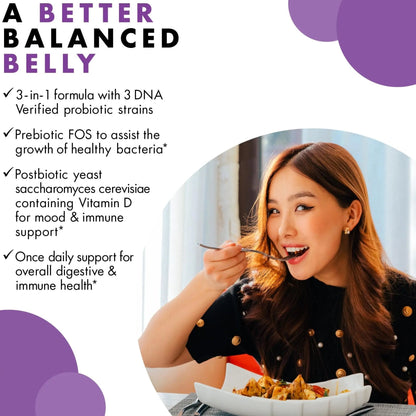 BlueBonnet Nutrition Pre Pro Post Probiotic 30 Billion CFU^ Shelf Stable – for Women & Men Digestion, Gut, Mood, Immune* - Free of Dairy, Gluten & Soy - Non-GMO - 30 Vegetable Capsules, 30 Servings - Maple Wellness Supplements