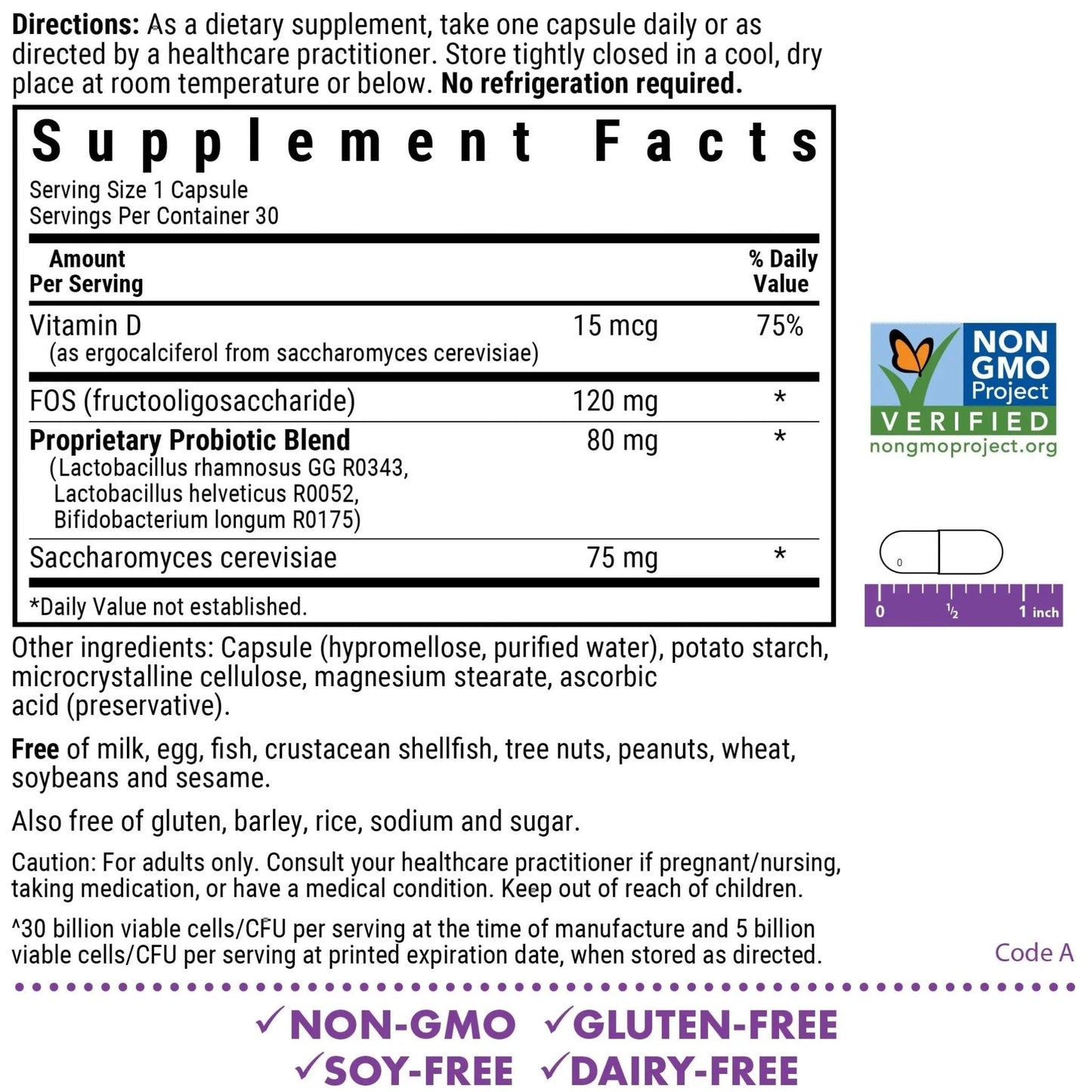 BlueBonnet Nutrition Pre Pro Post Probiotic 30 Billion CFU^ Shelf Stable – for Women & Men Digestion, Gut, Mood, Immune* - Free of Dairy, Gluten & Soy - Non-GMO - 30 Vegetable Capsules, 30 Servings - Maple Wellness Supplements