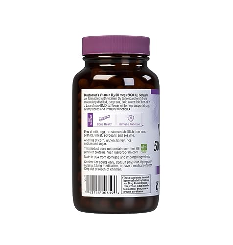 Bluebonnet Nutrition Vitamin D3 2000 IU50 mcg High Potency Immune Support - Maple Wellness Supplements