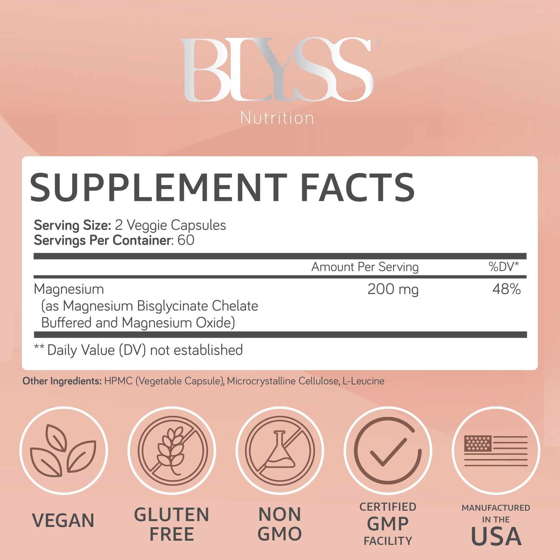 BLYSS Nutrition Magnesium Bisglycinate Capsules for Women - 200mg Chelated Glycinate Magnesium Supplement - Natural Supplements to Support Sleep, - Maple Wellness Supplements