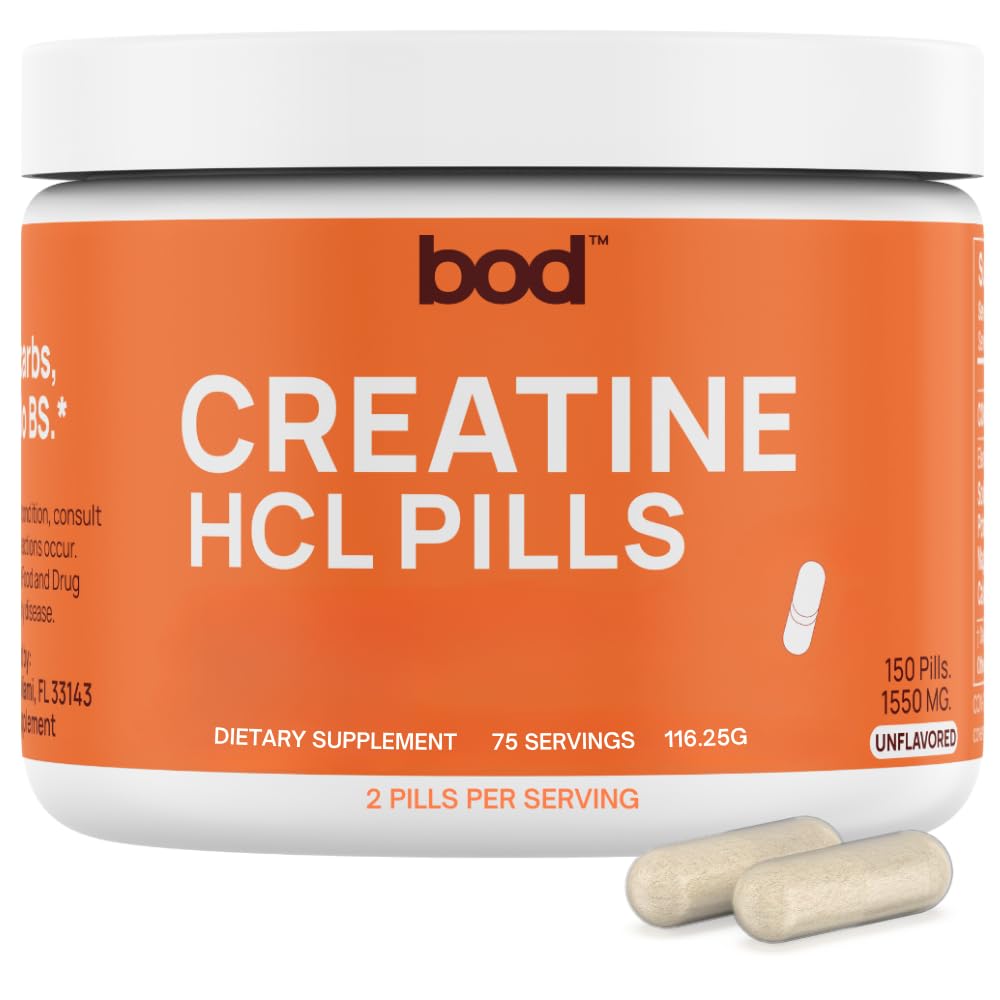 Bod Creatine HCL Capsules – 150 Pills | Creatine Hydrochloride Supplement for Men & Women | Easy-to-Swallow Alternative to Monohydrate Powder, Unflavored & Keto-Friendly - Maple Wellness Supplements