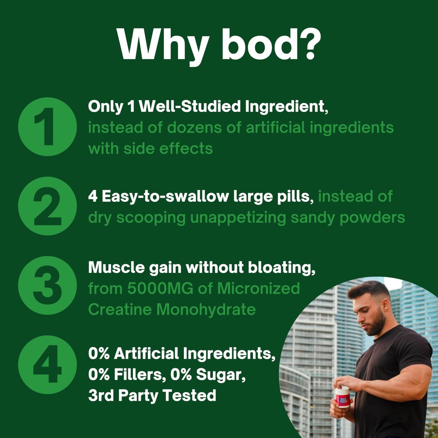 BOD Creatine Monohydrate Capsules – 45 Servings (4 Capsules = 5 g) – Ultra-Pure 200 Mesh Creatine Monohydrate – Strength, Power, Muscle Growth & Recovery - Maple Wellness Supplements