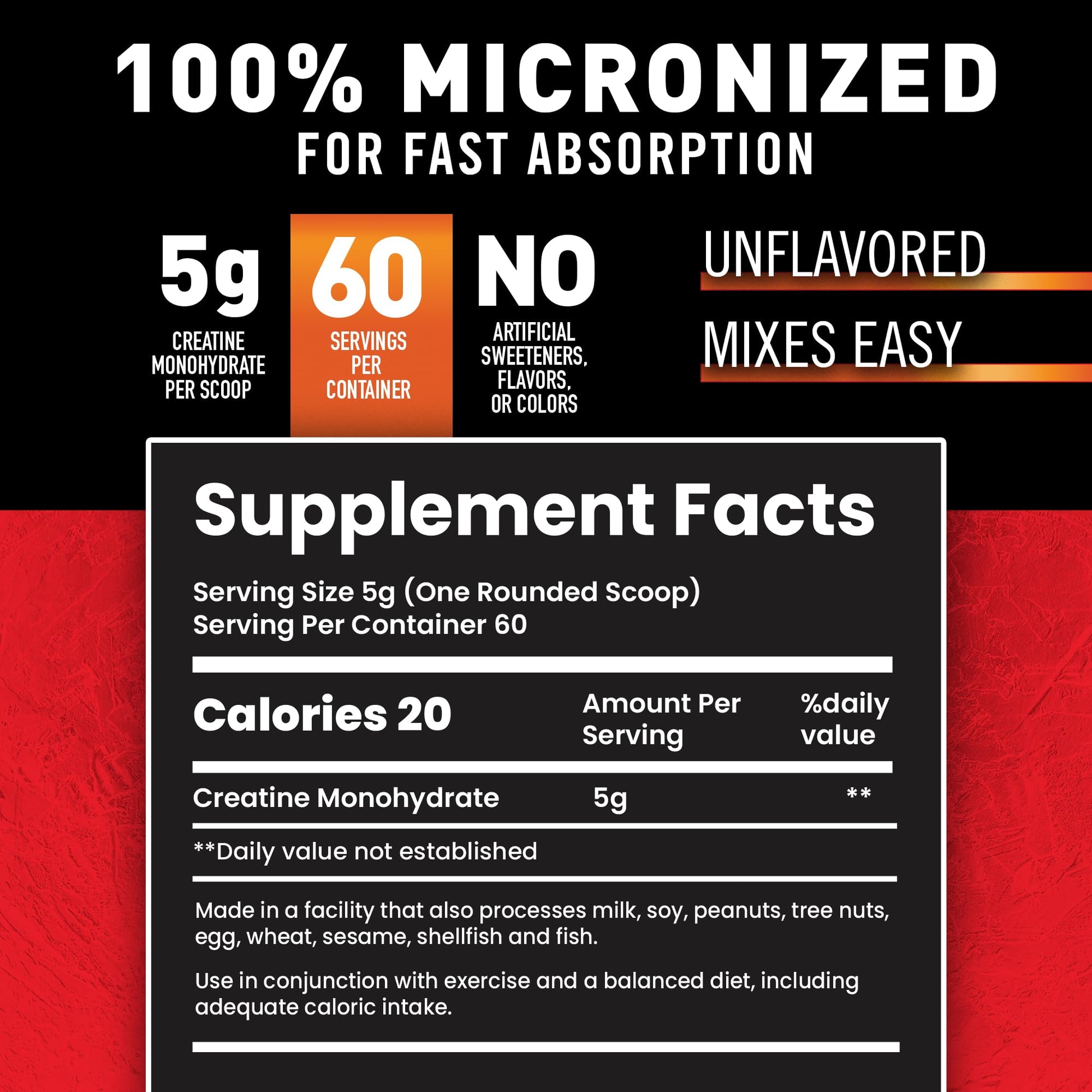Body Fortress 100% Creatine Monohydrate Powder - Unflavored Micronized Creatine Supplement for Muscle Growth, Strength & Recovery, Pre Workout & Post Workout - Maple Wellness Supplements