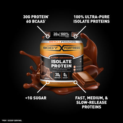 Body Fortress Super Advanced Isolate Protein, Chocolate Protein Powder Supplement - Maple Wellness Supplements