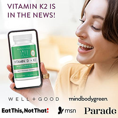 Body Kitchen Vegan Plant-Based Vitamin D3 + K2 (MK7) Supplement, Bone and Heart - Maple Wellness Supplements