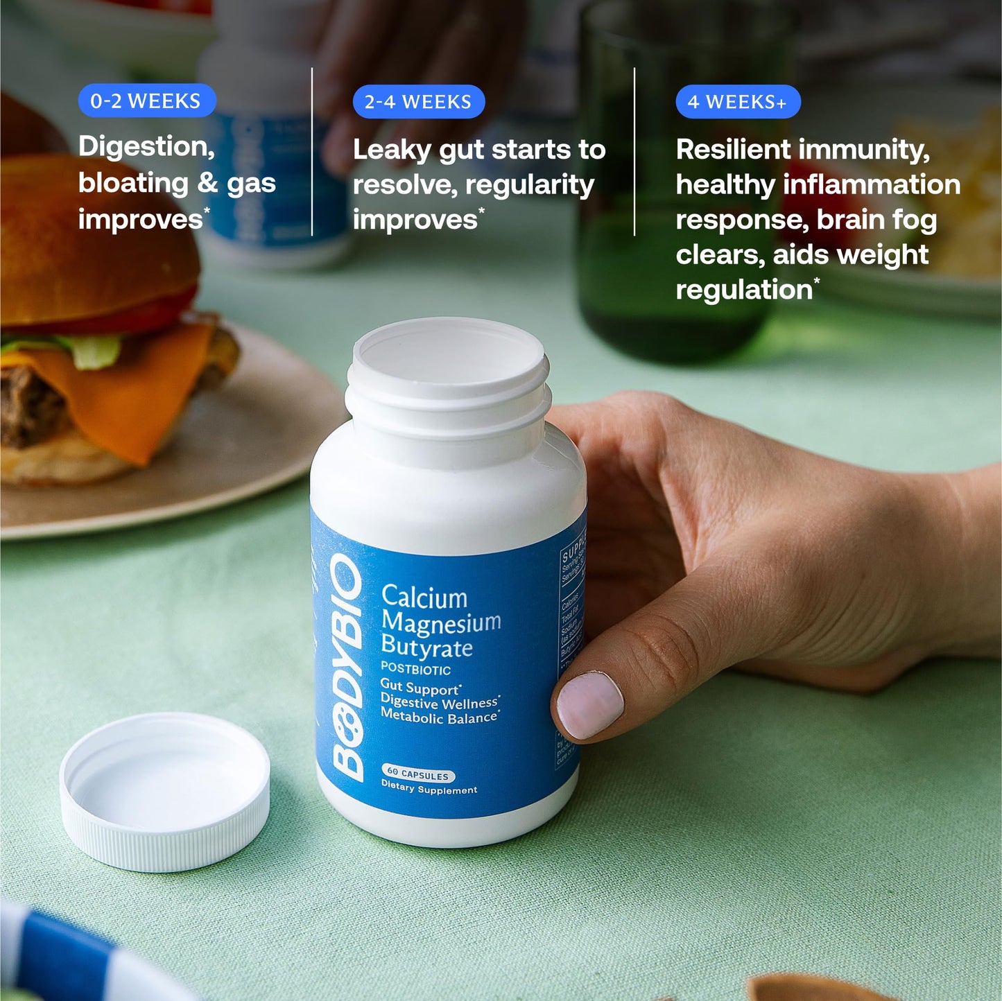 BodyBio Butyrate - Postbiotic for Gut Health, Digestive Support, Bloat, Gas & Constipation Relief, Leaky Gut Repair - Calcium, Magnesium - Maple Wellness Supplements