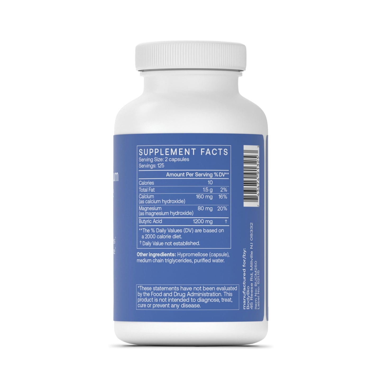 BodyBio Butyrate - Postbiotic for Gut Health, Digestive Support, Bloat, Gas & Constipation Relief, Leaky Gut Repair - Calcium, Magnesium - Maple Wellness Supplements