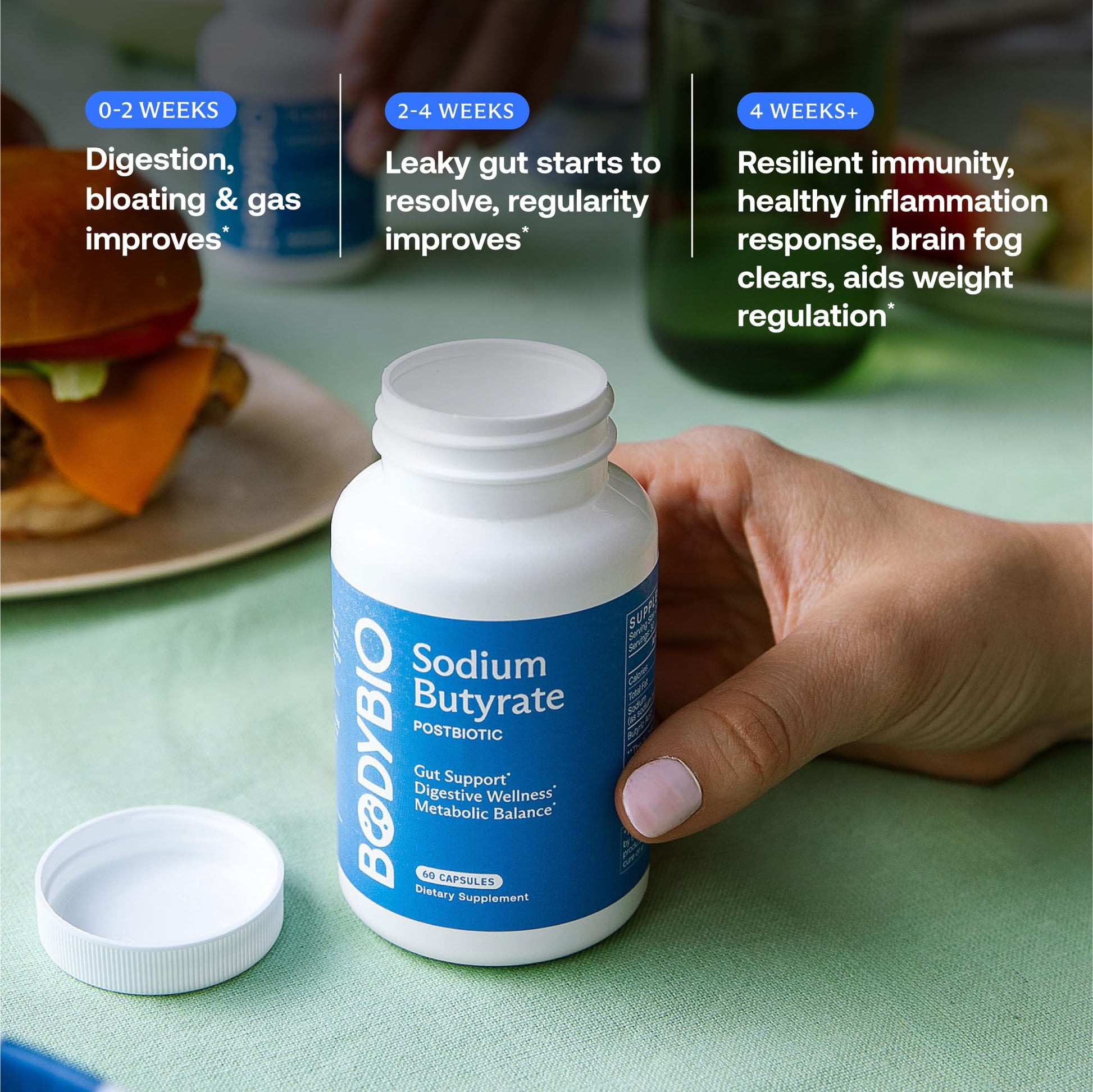 BodyBio Butyrate - Postbiotic for Gut Health, Digestive Support, Bloat, Gas & Constipation Relief, Leaky Gut Repair - Sodium - Maple Wellness Supplements