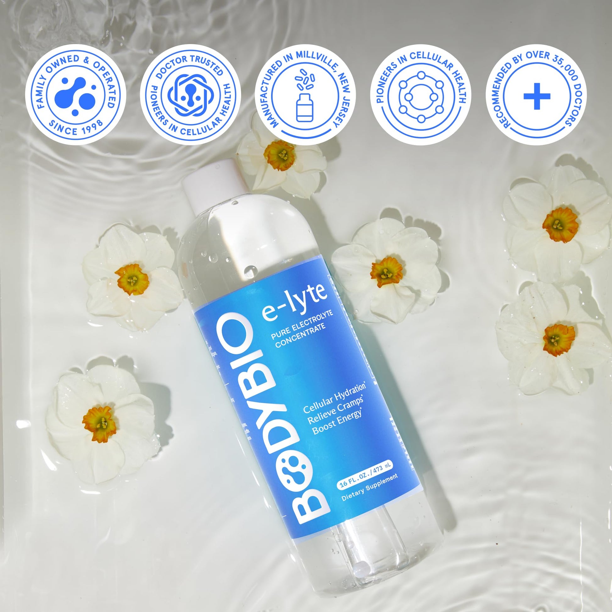 BodyBio e-lyte - Liquid Electrolyte Concentrate for Clean Hydration, Energy & Cramp Relief - No Sugar, No Artificial Flavors, No Fillers, Keto Friendly - Maple Wellness Supplements
