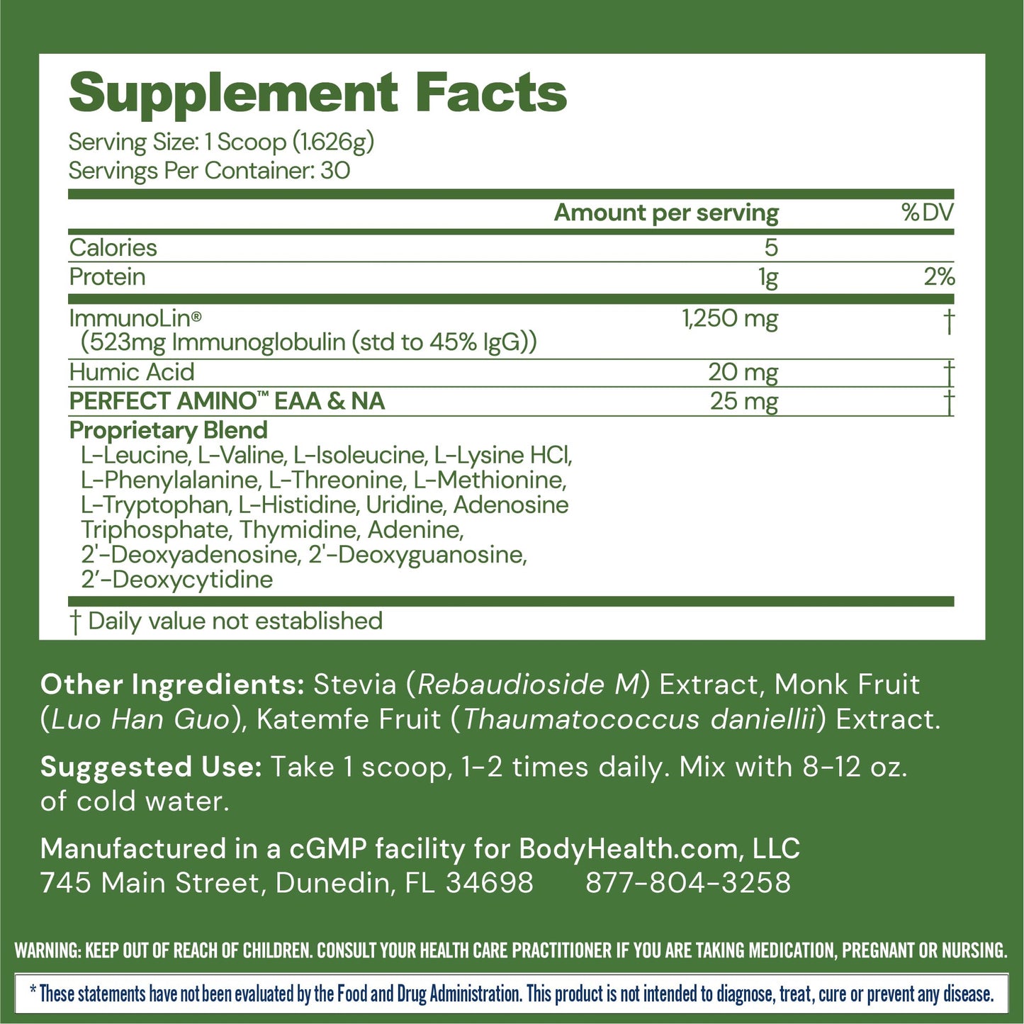 BodyHealth Gut Restore with PerfectAmino, ImmunoLin, and Humic Acid - Gut Health Supplement for Digestive and Immune Support - Unflavored - 30 Servings - Maple Wellness Supplements
