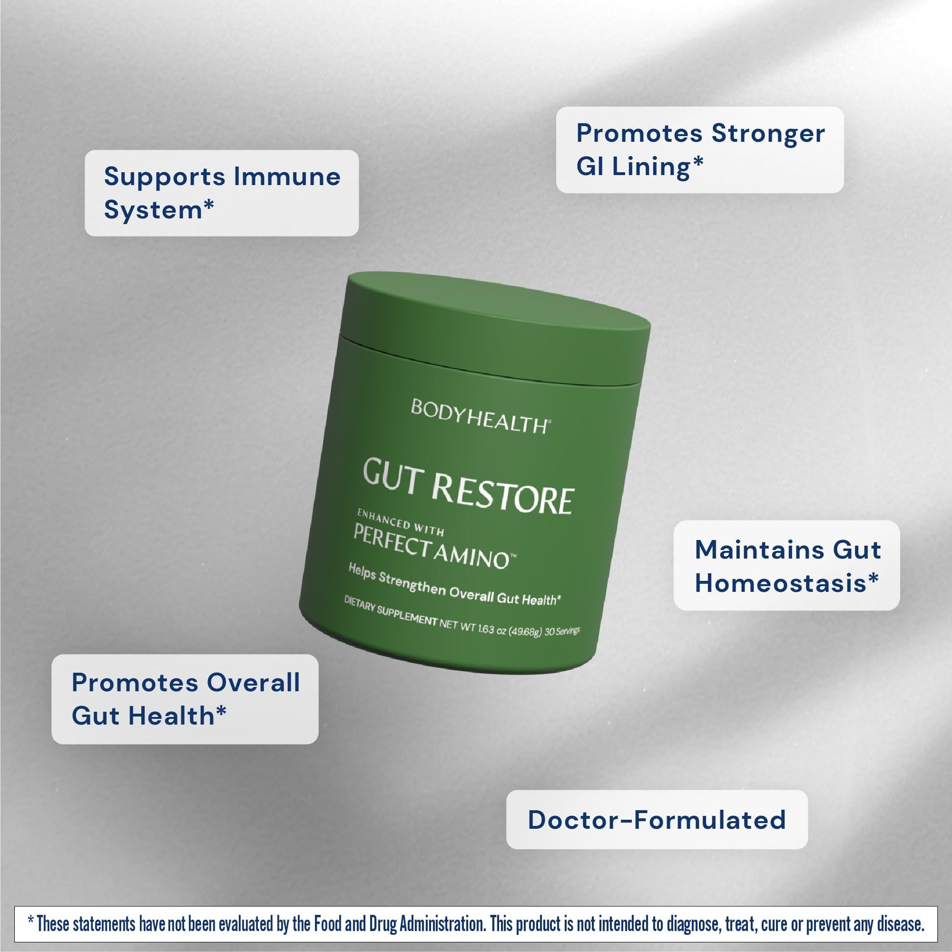 BodyHealth Gut Restore with PerfectAmino, ImmunoLin, and Humic Acid - Gut Health Supplement for Digestive and Immune Support - Unflavored - 30 Servings - Maple Wellness Supplements