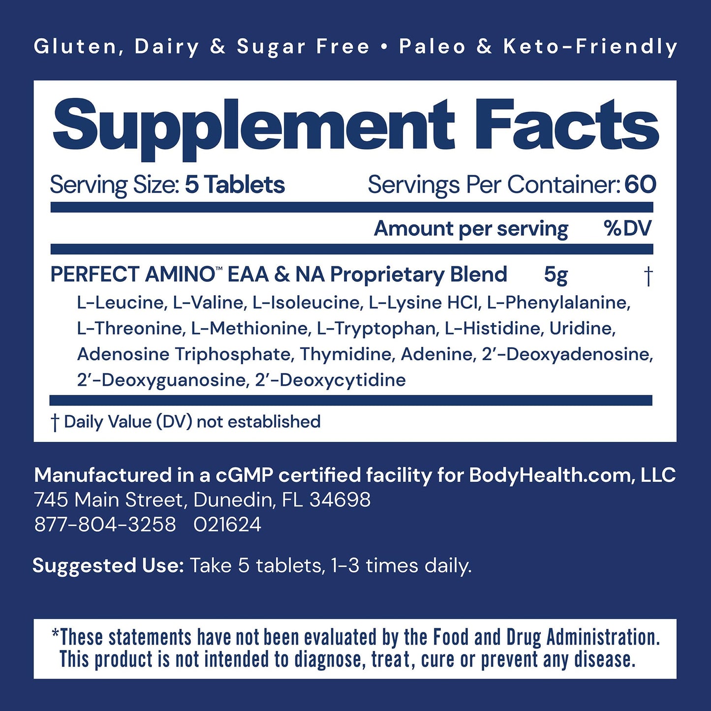 BodyHealth PerfectAmino (300 Tablets) Essential Amino Acid Supplement with EAA, Muscle Recovery, Boost Energy & Stamina, 99% Utilization - Maple Wellness Supplements