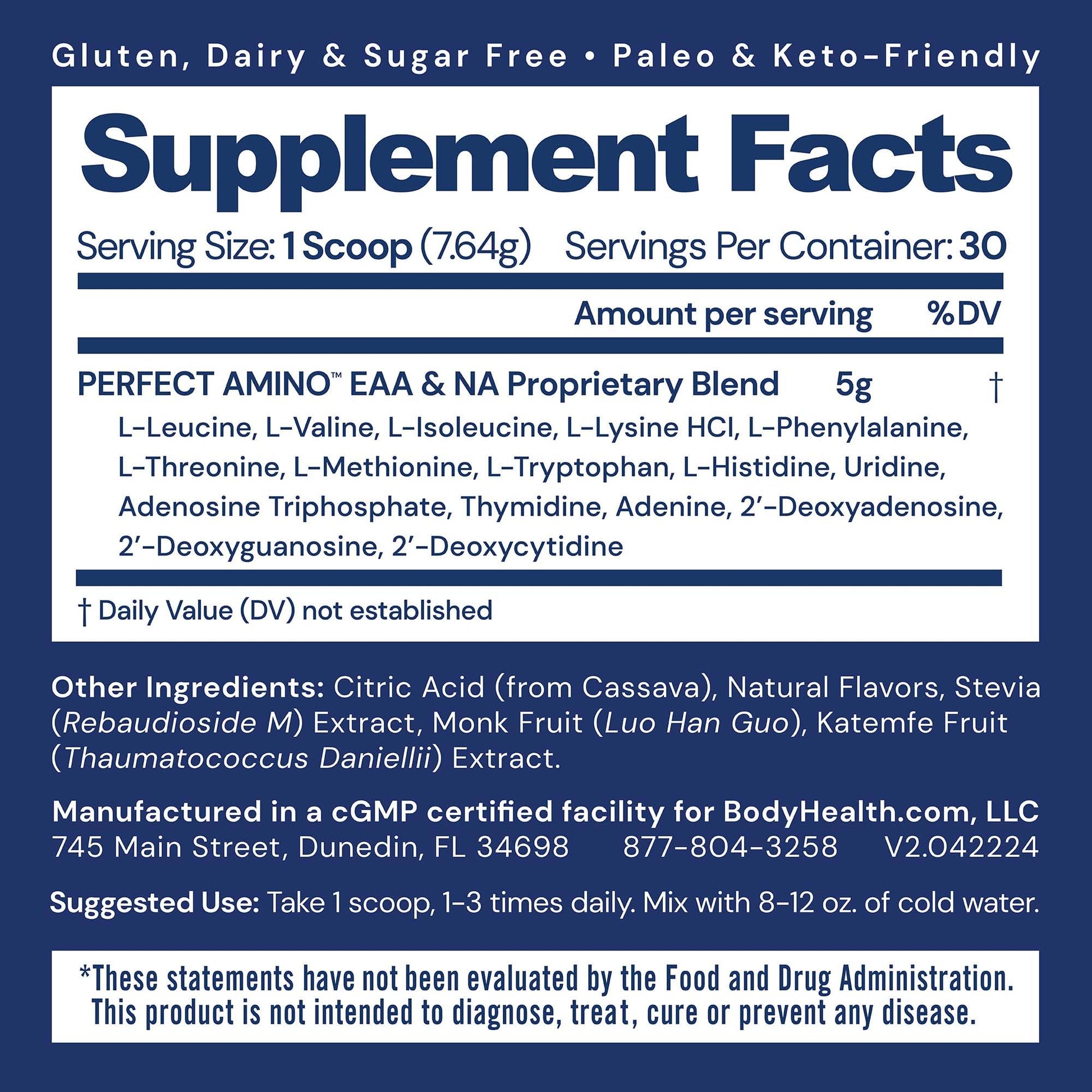 BodyHealth PerfectAmino Powder - EAA Powder for Pre and Post Workout - Amino Acid Energy Drink for Men and Women to Support Lean Muscle and Recovery - Maple Wellness Supplements