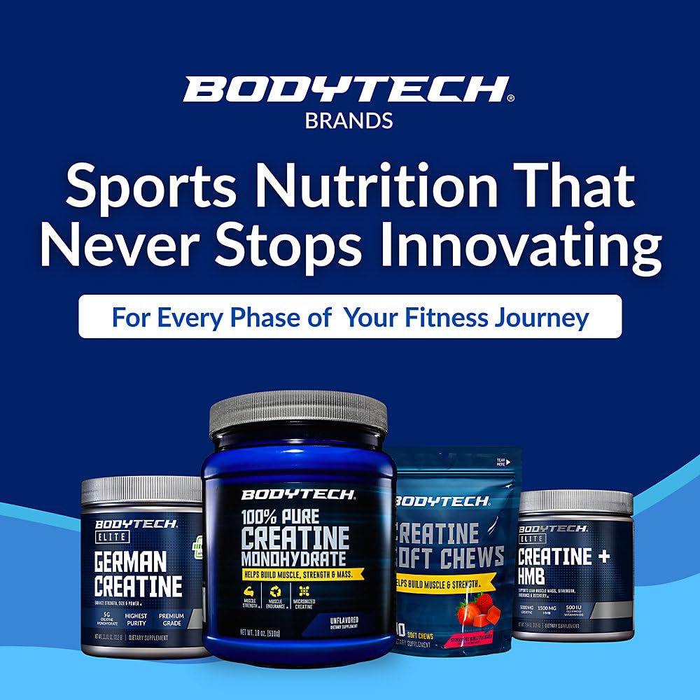 BodyTech Creatine Monohydrate Powder, Unflavored Micronized Creatine Formula for Men and Women, 5g per Serving, Pre Workout & Post Workout Supplement - Maple Wellness Supplements