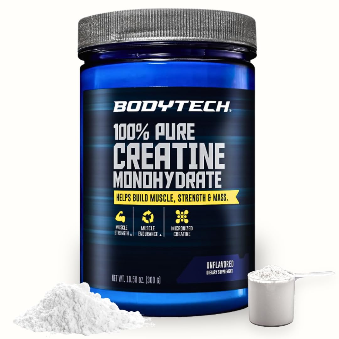 BodyTech Creatine Monohydrate Powder, Unflavored Micronized Creatine Formula for Men and Women, 5g per Serving, Pre Workout & Post Workout Supplement - Maple Wellness Supplements