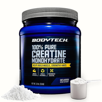 BodyTech Creatine Monohydrate Powder, Unflavored Micronized Creatine Formula for Men and Women, 5g per Serving, Pre Workout & Post Workout Supplement - Maple Wellness Supplements