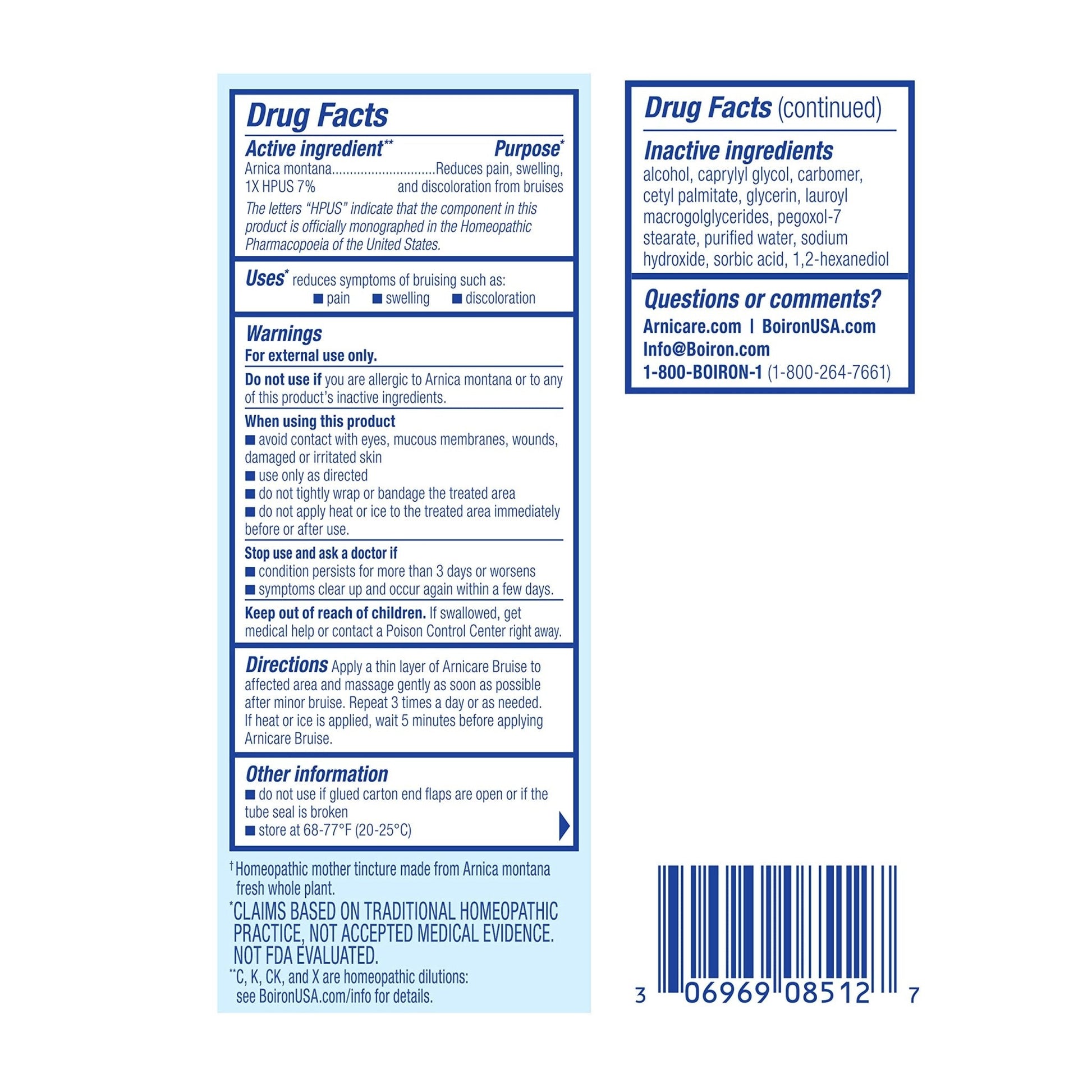Boiron Arnicare Bruise Cream for Pain Relief from Bruising and Swelling or Discoloration from Injury - 1.4 oz - Maple Wellness Supplements