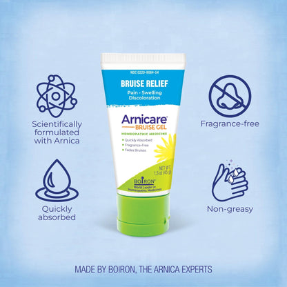 Boiron Arnicare Bruise Gel for Relief of Pain, Inflammation or Swelling, Soreness, and Discoloration - Non-greasy and Fragrance-Free - 1.5 oz - Maple Wellness Supplements