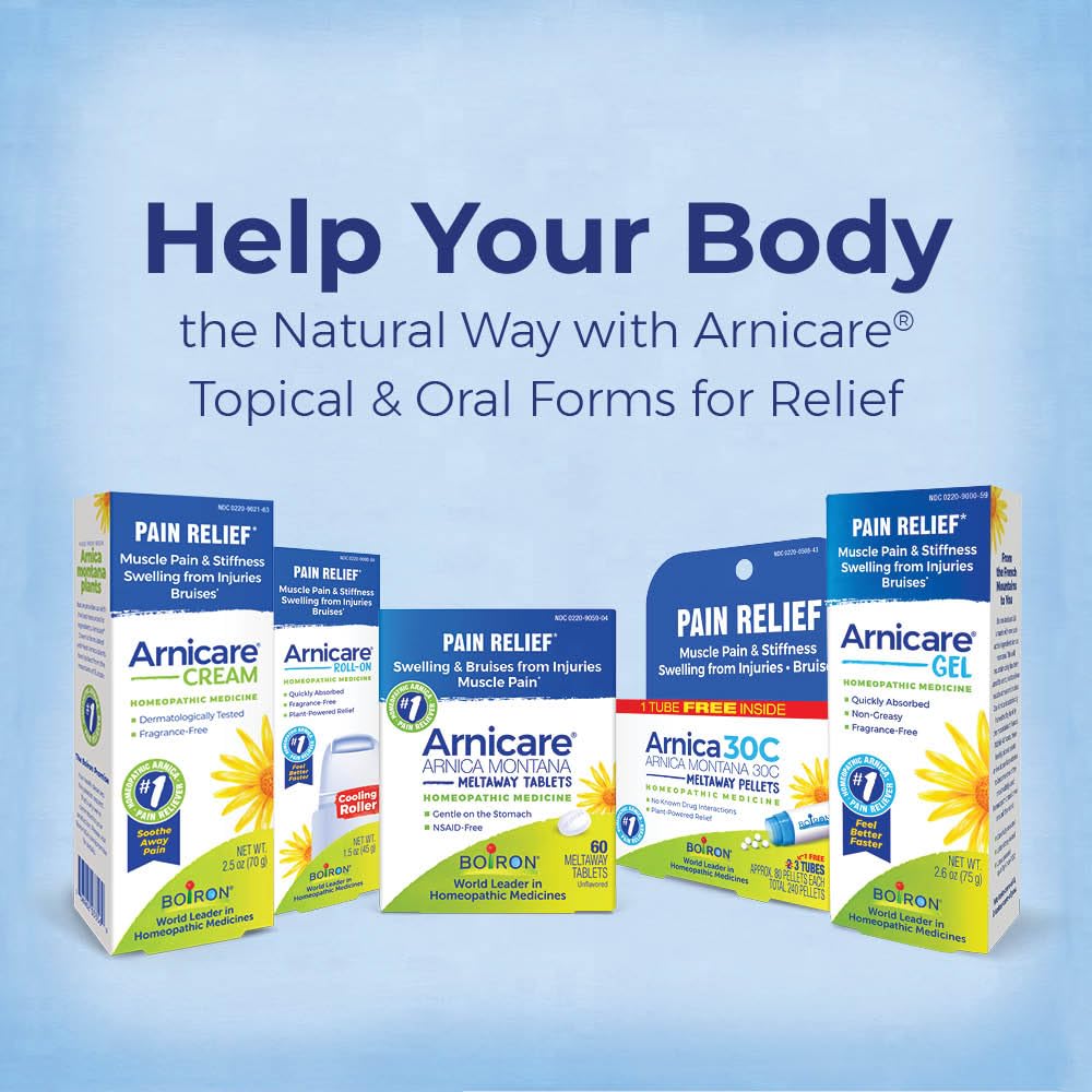 Boiron Arnicare Cream 4.2 oz (Twin Pack) for Joint Pain, Muscle Pain Relief, Swelling, Soreness, Stiffness, and Bruises - Fast Absorbing and Fragrance-Free Arnica - Maple Wellness Supplements